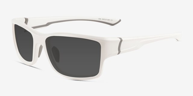 Ion White Eco-friendlySunglass Frames from EyeBuyDirect, Angle View