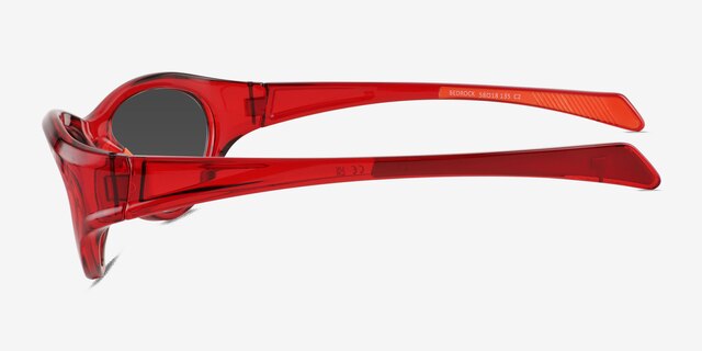 Bedrock Clear Red Eco-friendlySunglass Frames from EyeBuyDirect, Side View