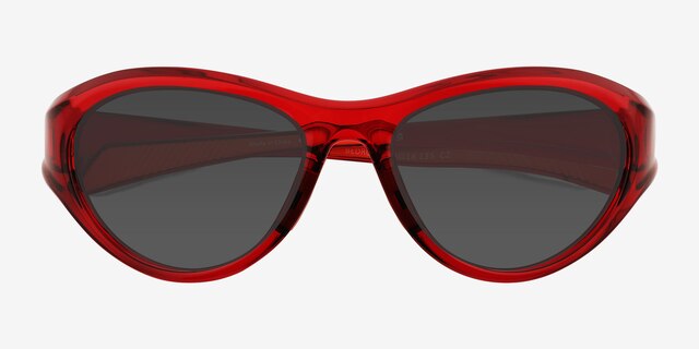 Bedrock Clear Red Eco-friendlySunglass Frames from EyeBuyDirect, Closed View