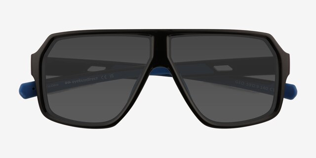 Geo Black Eco-friendlySunglass Frames from EyeBuyDirect, Closed View