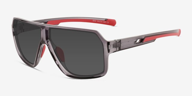 Geo Clear Gray PlasticSunglass Frames from EyeBuyDirect, Angle View