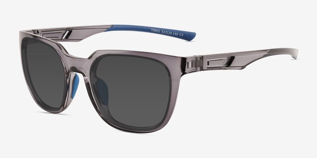 Force Clear Gray PlasticSunglass Frames from EyeBuyDirect, Angle View