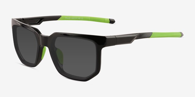 Pillar Black Eco-friendlySunglass Frames from EyeBuyDirect, Angle View