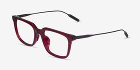 Woods Rouge Acétate Montures de lunettes de vue d'EyeBuyDirect, Vue d'Angle