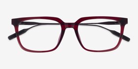 Woods Rouge Acétate Montures de lunettes de vue d'EyeBuyDirect, Vue Rapprochée