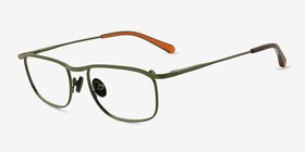 Rampage Vert Mat Métal Montures de lunettes de vue d'EyeBuyDirect, Vue d'Angle