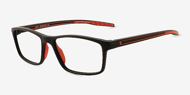 Slate Matte Black Alternative MaterialsEyeglass Frames from EyeBuyDirect, Angle View