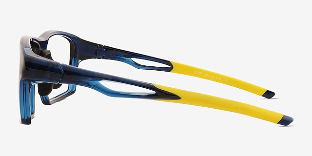 Mvp Blue PlasticEyeglass Frames from EyeBuyDirect, Side View