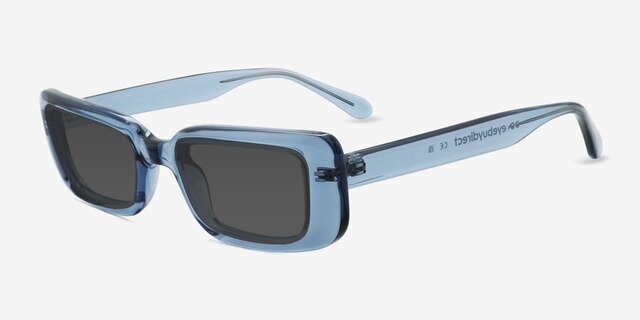 Norrie Blue PlasticSunglass Frames from EyeBuyDirect, Angle View