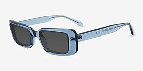 Norrie Bleu Plastique Soleil de Lunette de vue d'EyeBuyDirect, Vue d'Angle