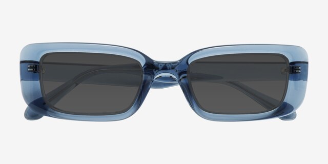 Norrie Blue PlasticSunglass Frames from EyeBuyDirect, Closed View