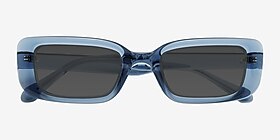 Norrie Bleu Plastique Soleil de Lunette de vue d'EyeBuyDirect, Vue Rapprochée