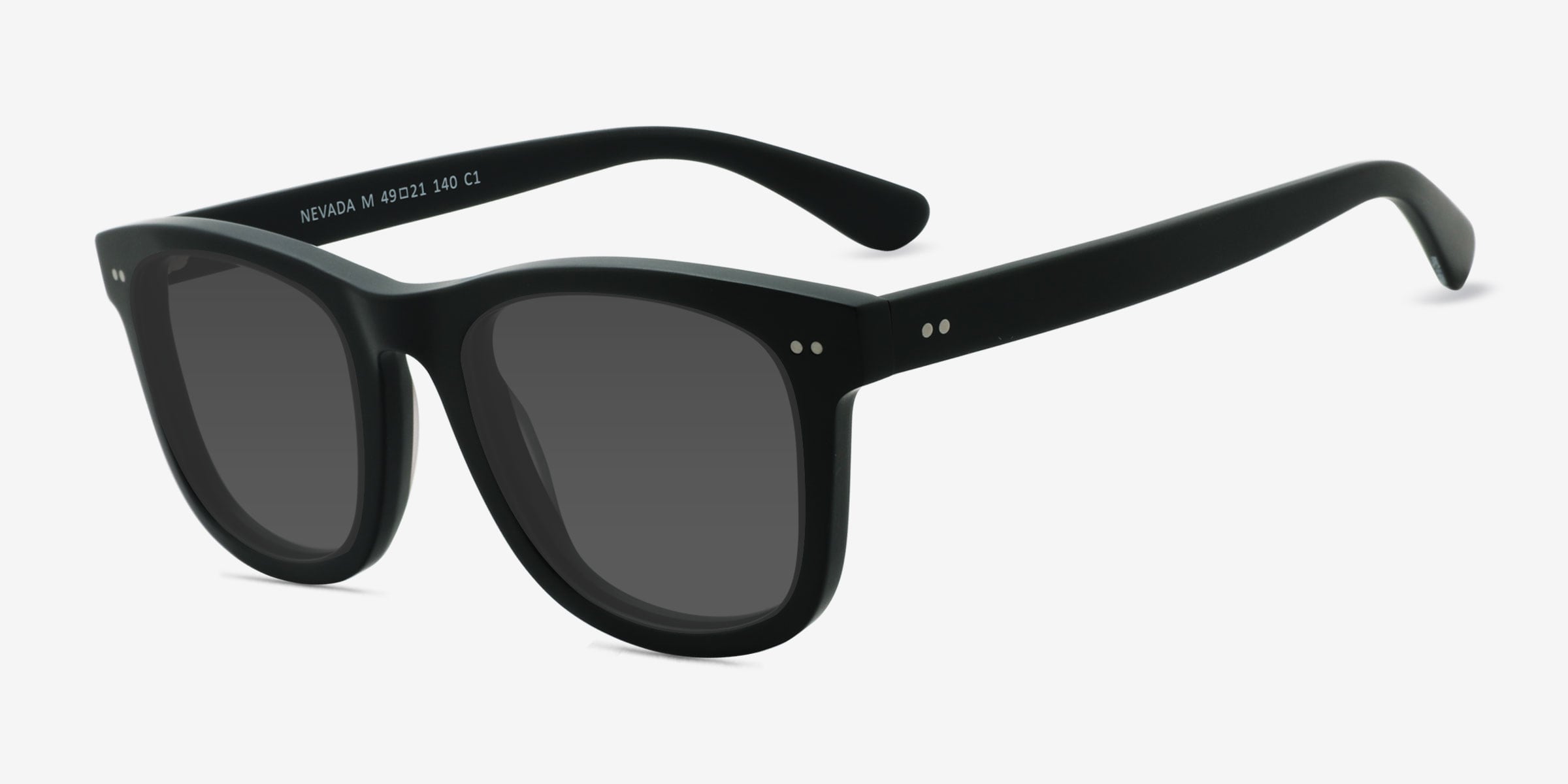 Nevada - Square Matte Black Frame Prescription Sunglasses