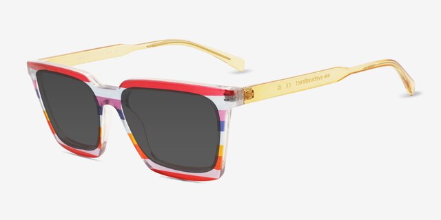 Own It Striped Rainbow PlasticSunglass Frames from EyeBuyDirect, Angle View