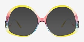 Shine On Rainbow Yellow Plastique Soleil de Lunette de vue d'EyeBuyDirect, Vue de Face