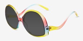 Shine On Rainbow Yellow Plastique Soleil de Lunette de vue d'EyeBuyDirect, Vue d'Angle