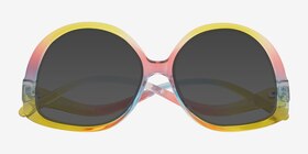 Shine On Rainbow Yellow Plastique Soleil de Lunette de vue d'EyeBuyDirect, Vue Rapprochée