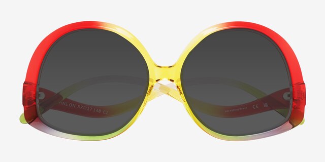 Shine On Rainbow Red PlastiqueSoleil de Lunette de vue d'EyeBuyDirect, Vue Rapprochée