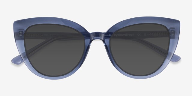 Kara Bleu PlastiqueSoleil de Lunette de vue d'EyeBuyDirect, Vue Rapprochée