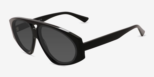 Flores Black AcetateSunglass Frames from EyeBuyDirect, Angle View