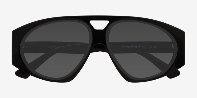 Flores Black AcetateSunglass Frames from EyeBuyDirect, Closed View
