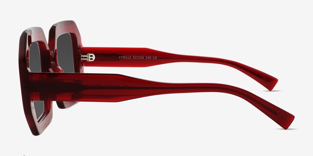 Cyrille Red AcetateSunglass Frames from EyeBuyDirect, Side View