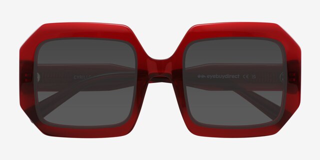 Cyrille Red AcetateSunglass Frames from EyeBuyDirect, Closed View
