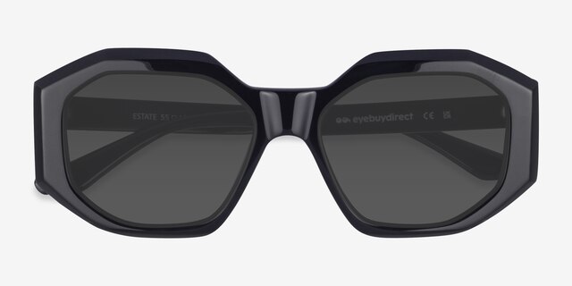 Estate Black AcetateSunglass Frames from EyeBuyDirect, Closed View
