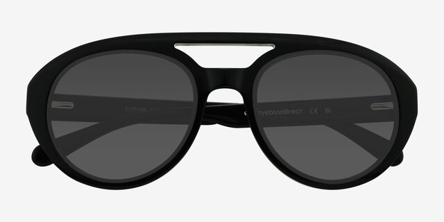 Elysian Black AcetateSunglass Frames from EyeBuyDirect, Closed View