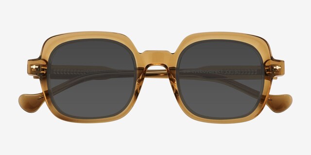 Pemberton Brun AcétateSoleil de Lunette de vue d'EyeBuyDirect, Vue Rapprochée