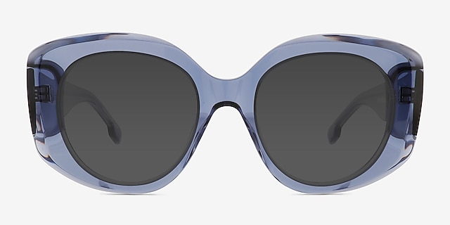 Pascale Clear Blue AcétateSoleil de Lunette de vue d'EyeBuyDirect, Vue de Face