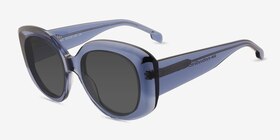 Pascale Clear Blue Acétate Soleil de Lunette de vue d'EyeBuyDirect, Vue d'Angle