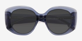 Pascale Clear Blue Acétate Soleil de Lunette de vue d'EyeBuyDirect, Vue Rapprochée