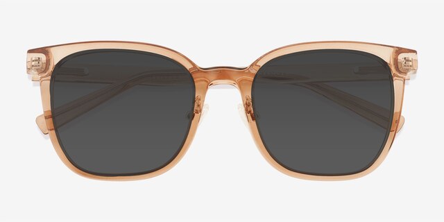 Chipper Clear Brown PlasticSunglass Frames from EyeBuyDirect, Closed View