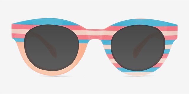 All In Striped Multicolor PlasticSunglass Frames from EyeBuyDirect, Front View