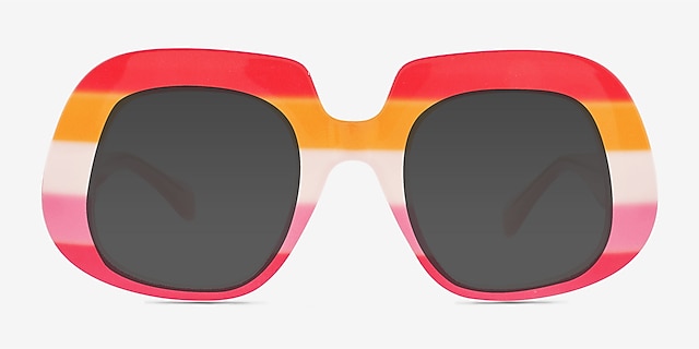 Dream Chaser Striped Red PlasticSunglass Frames from EyeBuyDirect, Front View