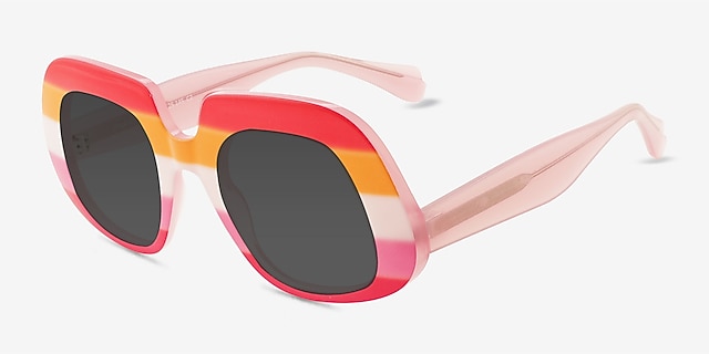 Dream Chaser Striped Red PlasticSunglass Frames from EyeBuyDirect, Angle View