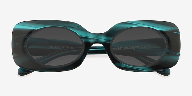 Kingsley Striped Teal Alternative MaterialsSunglass Frames from EyeBuyDirect, Closed View