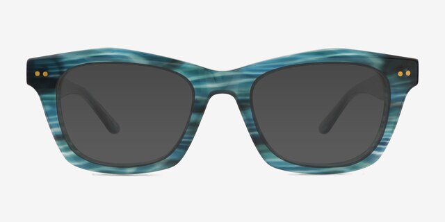 Vaughn Striped Teal Alternative MaterialsSunglass Frames from EyeBuyDirect, Front View