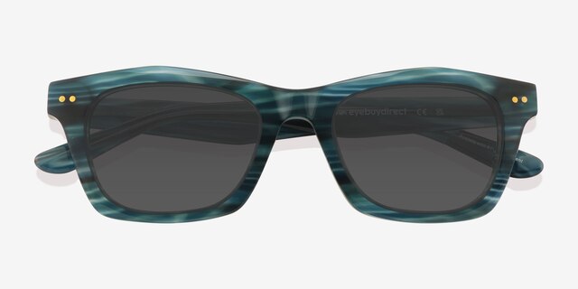 Vaughn Striped Teal Alternative MaterialsSunglass Frames from EyeBuyDirect, Closed View