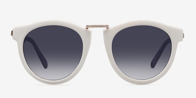 Milano White AcetateSunglass Frames from EyeBuyDirect, Front View