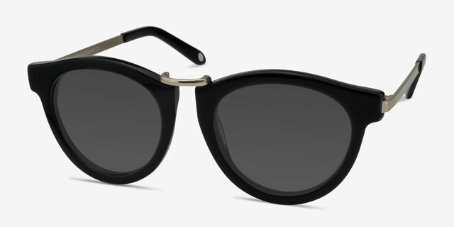Milano Black AcetateSunglass Frames from EyeBuyDirect, Angle View