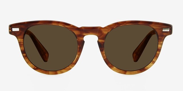Newport Brown & Strip AcetateSunglass Frames from EyeBuyDirect, Front View