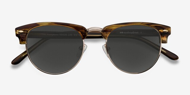 The Hamptons Brown Golden Acetate-metalSunglass Frames from EyeBuyDirect, Closed View
