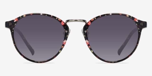 Millenium Red & Floral PlasticSunglass Frames from EyeBuyDirect, Front View
