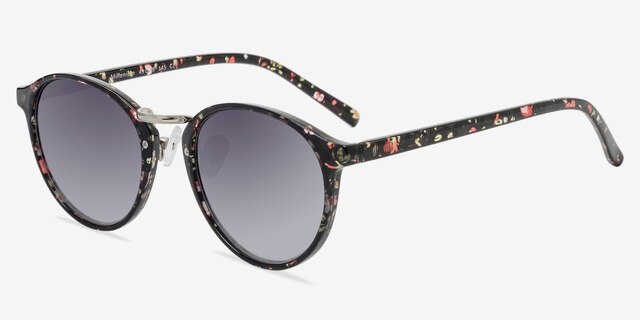 Millenium Red & Floral PlasticSunglass Frames from EyeBuyDirect, Angle View