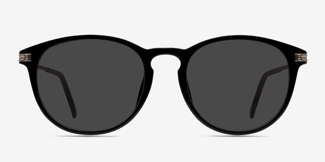 Monroe Black Silver Plastic-metalSunglass Frames from EyeBuyDirect, Front View