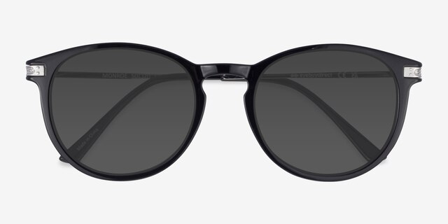 Monroe Black Silver Plastic-metalSunglass Frames from EyeBuyDirect, Closed View