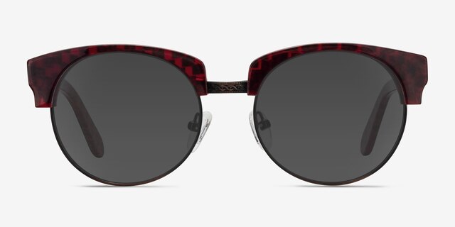 Simone Red PlasticSunglass Frames from EyeBuyDirect, Front View