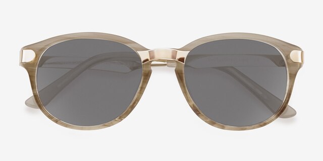 Wynwood Gray & Golden AcetateSunglass Frames from EyeBuyDirect, Closed View